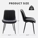 Chaises de salle à manger en similicuir, chaises d'appoint rembourrées de style moderne du milieu du siècle avec pieds en métal pour la cuisine et le salon (lot de 2)
