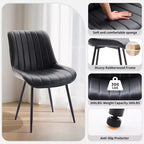Chaises de salle à manger en similicuir, chaises d'appoint rembourrées de style moderne du milieu du siècle avec pieds en métal pour la cuisine et le salon (lot de 2)