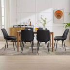 Chaises de salle à manger en similicuir, chaises d'appoint rembourrées de style moderne du milieu du siècle avec pieds en métal pour la cuisine et le salon (lot de 2)