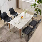 Chaises de salle à manger en similicuir, chaises d'appoint rembourrées de style moderne du milieu du siècle avec pieds en métal pour la cuisine et le salon (lot de 2)