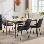 Chaises de salle à manger en similicuir, chaises d'appoint rembourrées de style moderne du milieu du siècle avec pieds en métal pour la cuisine et le salon (lot de 2)