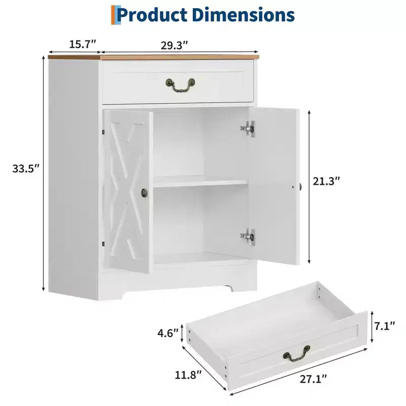 Meuble de bar à café de style ferme avec 4 portes et 2 tiroirs, buffet de cuisine, étagère réglable, capacité de 68 kg, assemblage facile