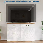Meuble de bar à café de style ferme avec 4 portes et 2 tiroirs, buffet de cuisine, étagère réglable, capacité de 68 kg, assemblage facile