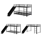 Lit superposé en métal avec toboggan et garde-corps, cadre de lits superposés en métal pour chambres d'enfants