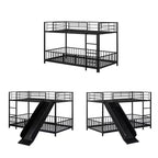 Lit superposé en métal avec toboggan et garde-corps, cadre de lits superposés en métal pour chambres d'enfants