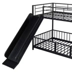 Lit superposé en métal avec toboggan et garde-corps, cadre de lits superposés en métal pour chambres d'enfants