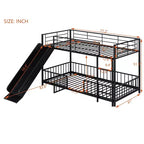 Lit superposé en métal avec toboggan et garde-corps, cadre de lits superposés en métal pour chambres d'enfants