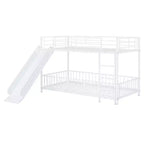 Lit superposé en métal avec toboggan et garde-corps, cadre de lits superposés en métal pour chambres d'enfants