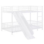 Lit superposé en métal avec toboggan et garde-corps, cadre de lits superposés en métal pour chambres d'enfants