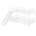 Lit superposé en métal avec toboggan et garde-corps, cadre de lits superposés en métal pour chambres d'enfants