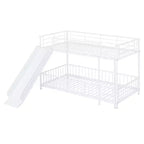 Lit superposé en métal avec toboggan et garde-corps, cadre de lits superposés en métal pour chambres d'enfants