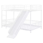 Lit superposé en métal avec toboggan et garde-corps, cadre de lits superposés en métal pour chambres d'enfants
