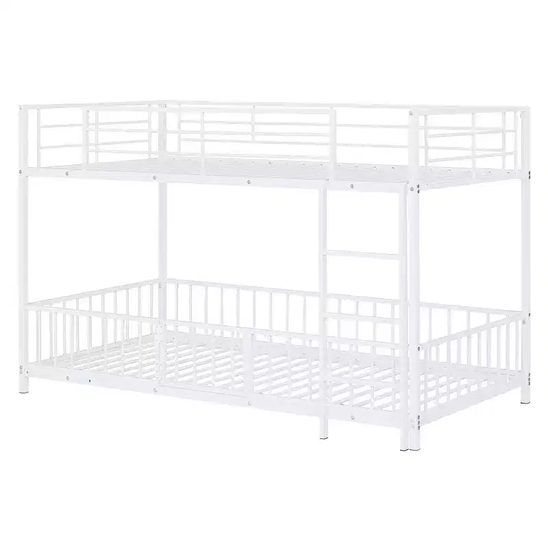 Lit superposé en métal avec toboggan et garde-corps, cadre de lits superposés en métal pour chambres d'enfants