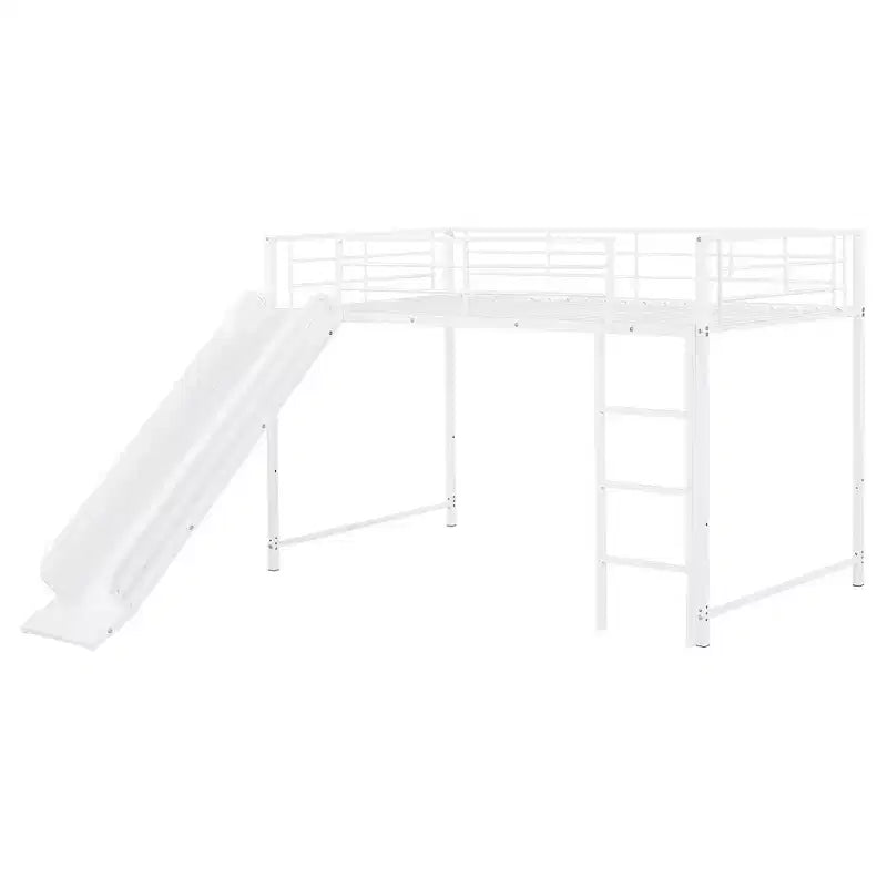 Lit superposé en métal avec toboggan et garde-corps, cadre de lits superposés en métal pour chambres d'enfants