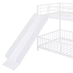 Lit superposé en métal avec toboggan et garde-corps, cadre de lits superposés en métal pour chambres d'enfants