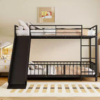 Lit superposé en métal avec toboggan et garde-corps, cadre de lits superposés en métal pour chambres d'enfants