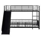 Lit superposé en métal avec toboggan et garde-corps, cadre de lits superposés en métal pour chambres d'enfants