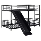 Lit superposé en métal avec toboggan et garde-corps, cadre de lits superposés en métal pour chambres d'enfants