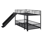 Lit superposé en métal avec toboggan et garde-corps, cadre de lits superposés en métal pour chambres d'enfants