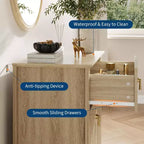 Commode cannelée à 3 tiroirs de 27,6 po, meuble de rangement large pour entrée et chambre