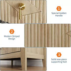 Commode cannelée à 3 tiroirs de 27,6 po, meuble de rangement large pour entrée et chambre