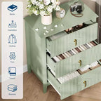 Commode cannelée à 3 tiroirs de 27,6 po, meuble de rangement large pour entrée et chambre