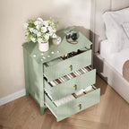 Commode cannelée à 3 tiroirs de 27,6 po, meuble de rangement large pour entrée et chambre