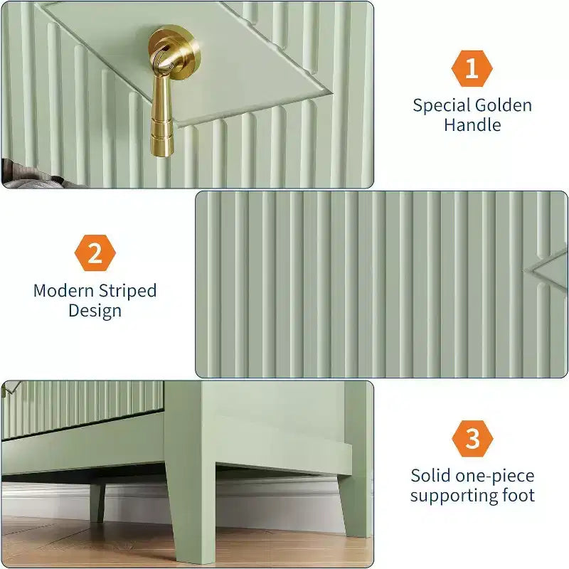 Commode cannelée à 3 tiroirs de 27,6 po, meuble de rangement large pour entrée et chambre