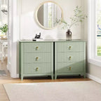 Commode cannelée à 3 tiroirs de 27,6 po, meuble de rangement large pour entrée et chambre