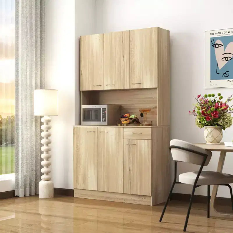Meuble Colonne, Armoire de Cuisine avec Six Portes et Un Tiroir, Meuble de Rangement pour Cuisine, Salle à Manger, Salon, Chambre à Coucher