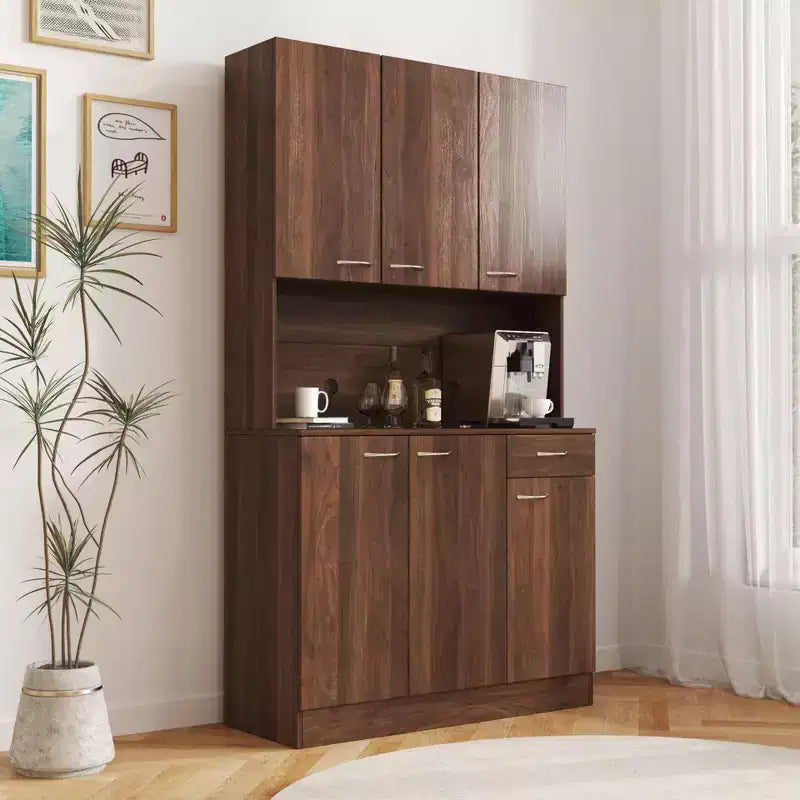 Meuble Colonne, Armoire de Cuisine avec Six Portes et Un Tiroir, Meuble de Rangement pour Cuisine, Salle à Manger, Salon, Chambre à Coucher