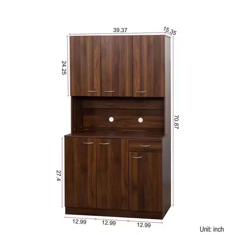 Meuble Colonne, Armoire de Cuisine avec Six Portes et Un Tiroir, Meuble de Rangement pour Cuisine, Salle à Manger, Salon, Chambre à Coucher