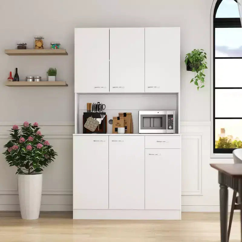 Meuble Colonne, Armoire de Cuisine avec Six Portes et Un Tiroir, Meuble de Rangement pour Cuisine, Salle à Manger, Salon, Chambre à Coucher