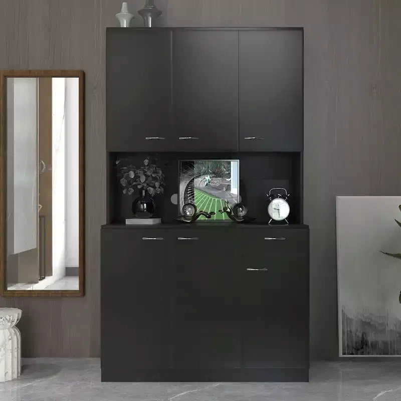 Meuble Colonne, Armoire de Cuisine avec Six Portes et Un Tiroir, Meuble de Rangement pour Cuisine, Salle à Manger, Salon, Chambre à Coucher