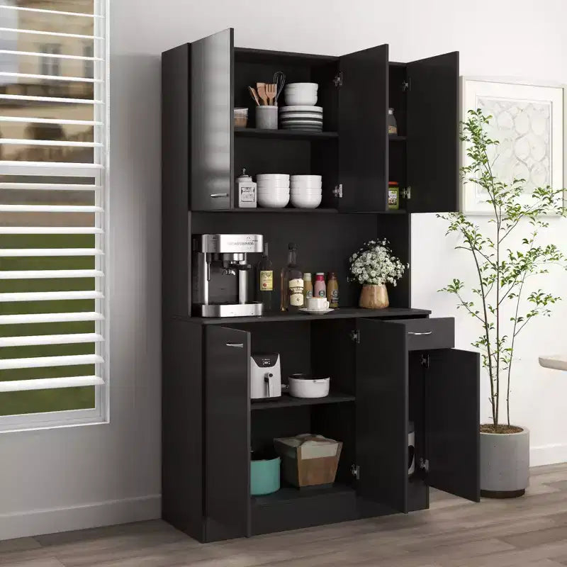 Meuble Colonne, Armoire de Cuisine avec Six Portes et Un Tiroir, Meuble de Rangement pour Cuisine, Salle à Manger, Salon, Chambre à Coucher