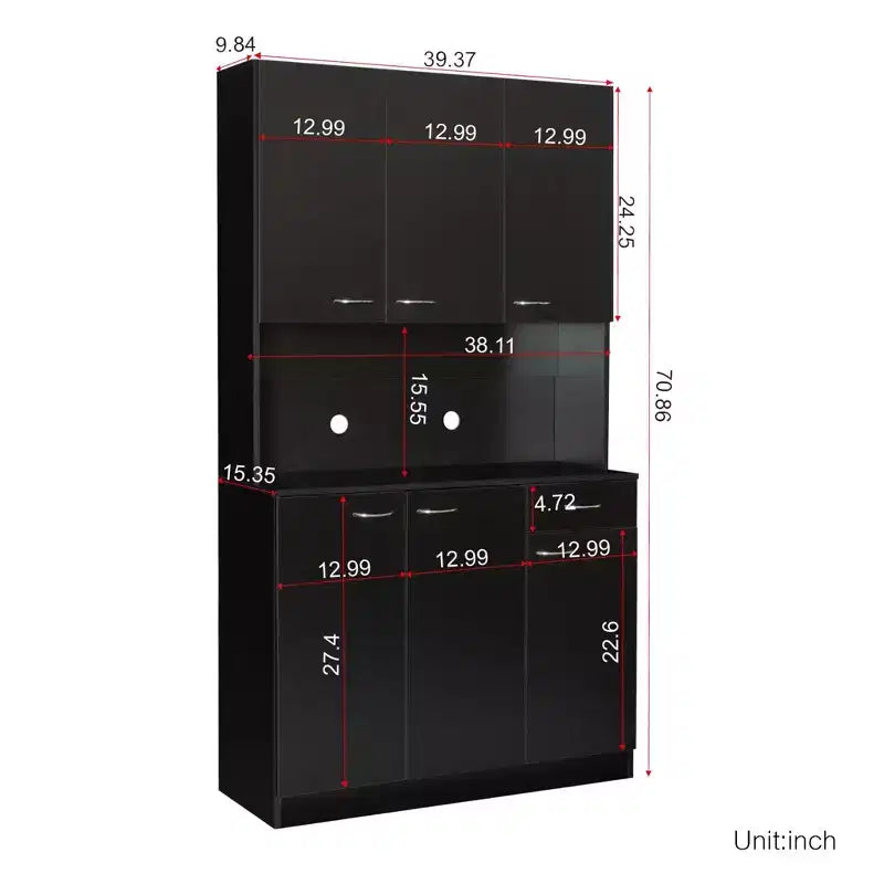 Meuble Colonne, Armoire de Cuisine avec Six Portes et Un Tiroir, Meuble de Rangement pour Cuisine, Salle à Manger, Salon, Chambre à Coucher