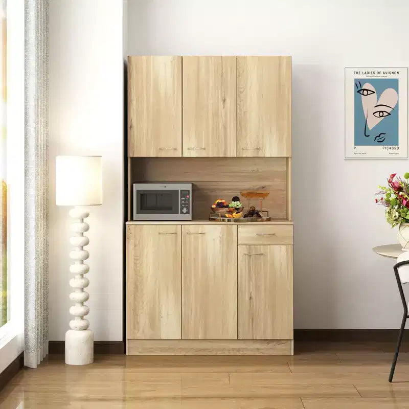 Meuble Colonne, Armoire de Cuisine avec Six Portes et Un Tiroir, Meuble de Rangement pour Cuisine, Salle à Manger, Salon, Chambre à Coucher