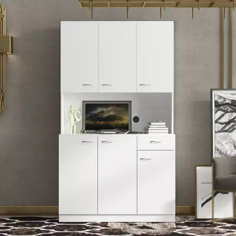 Meuble Colonne, Armoire de Cuisine avec Six Portes et Un Tiroir, Meuble de Rangement pour Cuisine, Salle à Manger, Salon, Chambre à Coucher