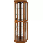 Vitrine d'angle avec portes en verre et étagères réglables en verre trempé, Meuble de présentation pour salon, cuisine