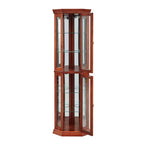 Vitrine d'angle avec portes en verre et étagères réglables en verre trempé, Meuble de présentation pour salon, cuisine