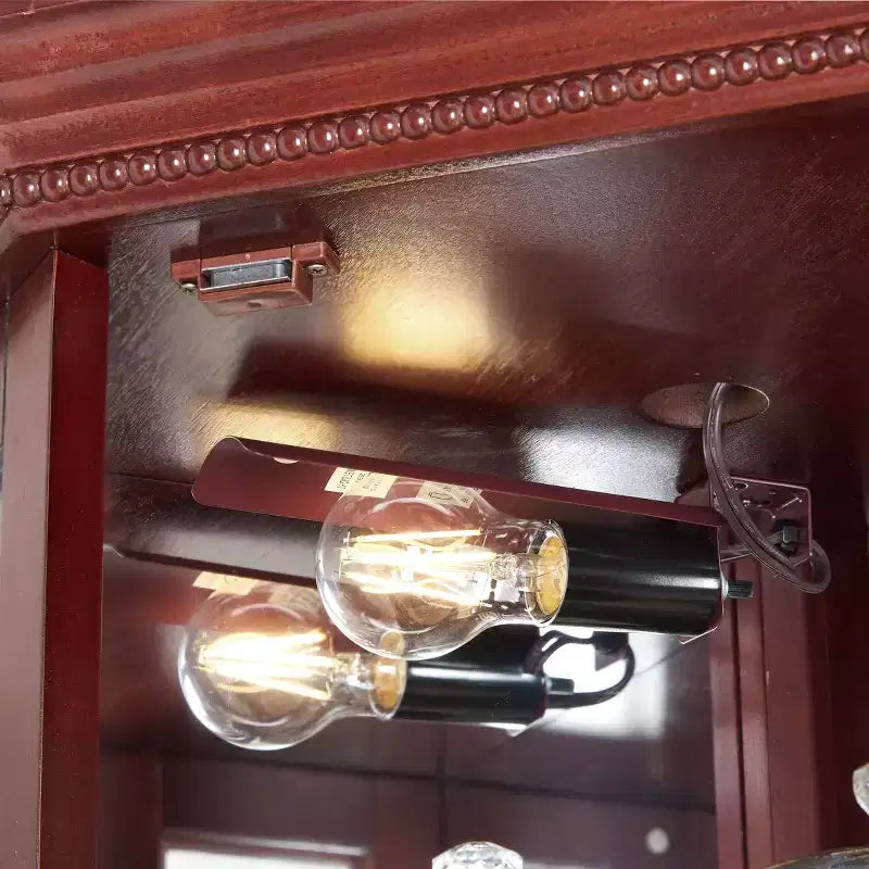 Vitrine d'angle avec portes en verre et étagères réglables en verre trempé, Meuble de présentation pour salon, cuisine