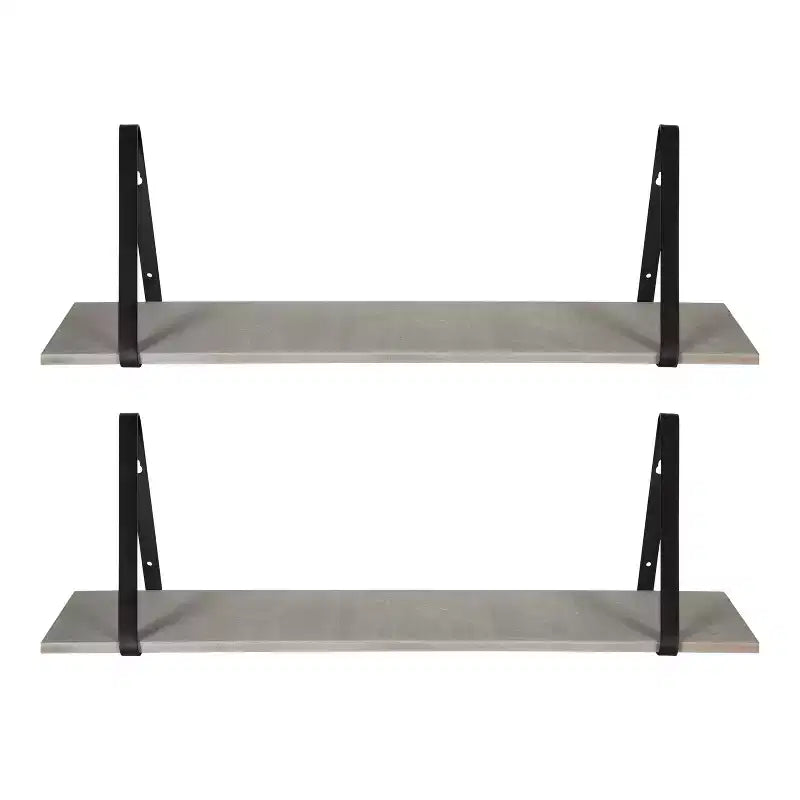 Étagère murale en bois Soloman de 27,5 x 8,2 po avec supports (paquet de 2)