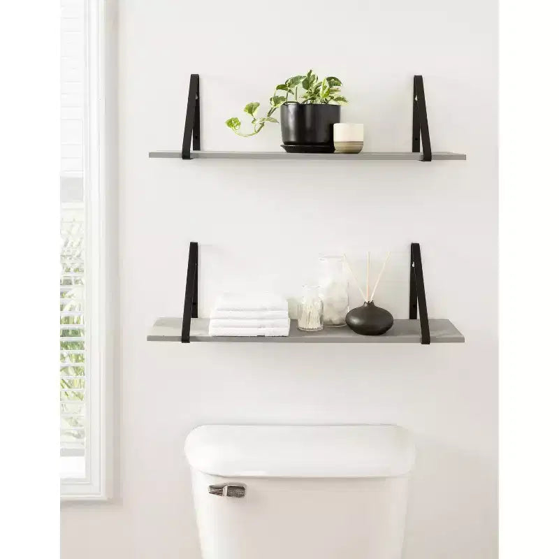 Étagère murale en bois Soloman de 27,5 x 8,2 po avec supports (paquet de 2)
