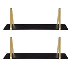 Étagère murale en bois Soloman de 27,5 x 8,2 po avec supports (paquet de 2)