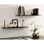 Étagère murale en bois Soloman de 27,5 x 8,2 po avec supports (paquet de 2)