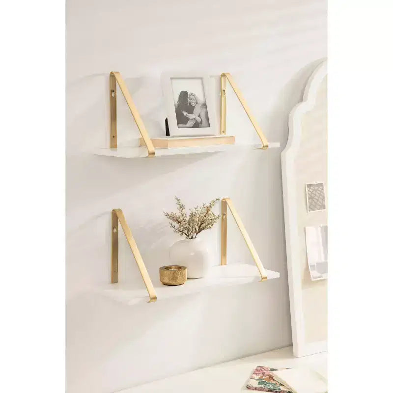 Étagère murale en bois Soloman de 27,5 x 8,2 po avec supports (paquet de 2)